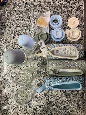 BIBS x Glass Baby Bottle Bundle w Neoprene Sleeves and Extra Teats
